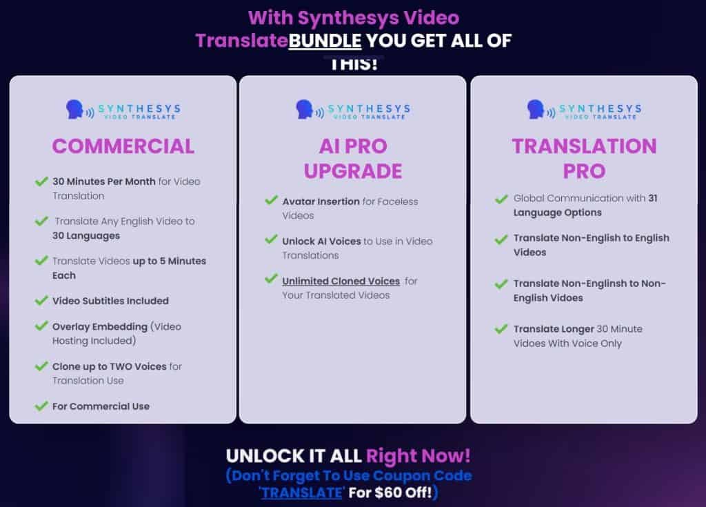 Synthesys Video Translate Bundle Deal