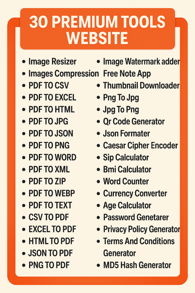 Bonus - 30 Tools Website With Source Code + Whitelabel License
