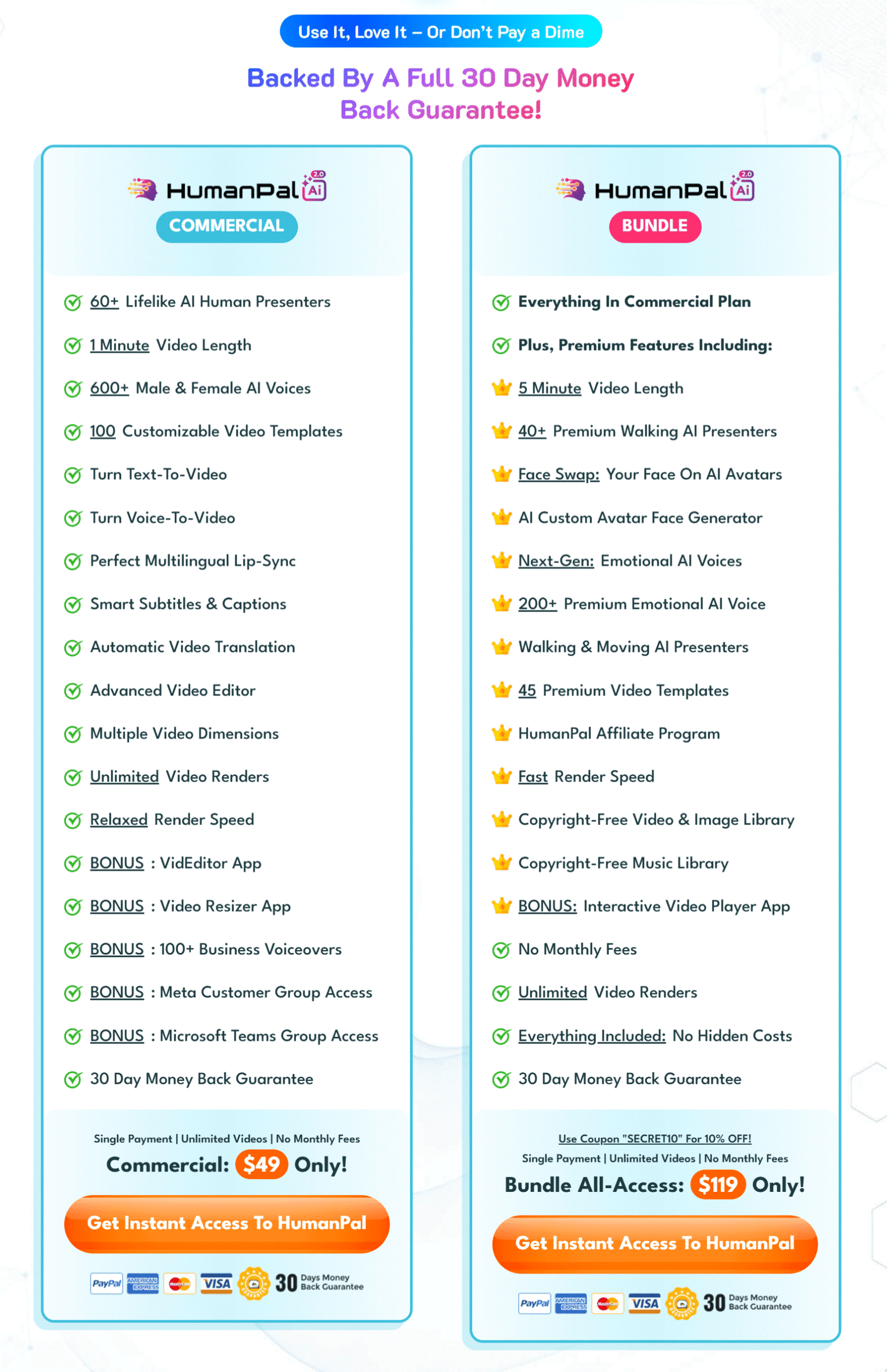 HumanPal 2.0 - AI Avatar Video Maker - Pricing-min