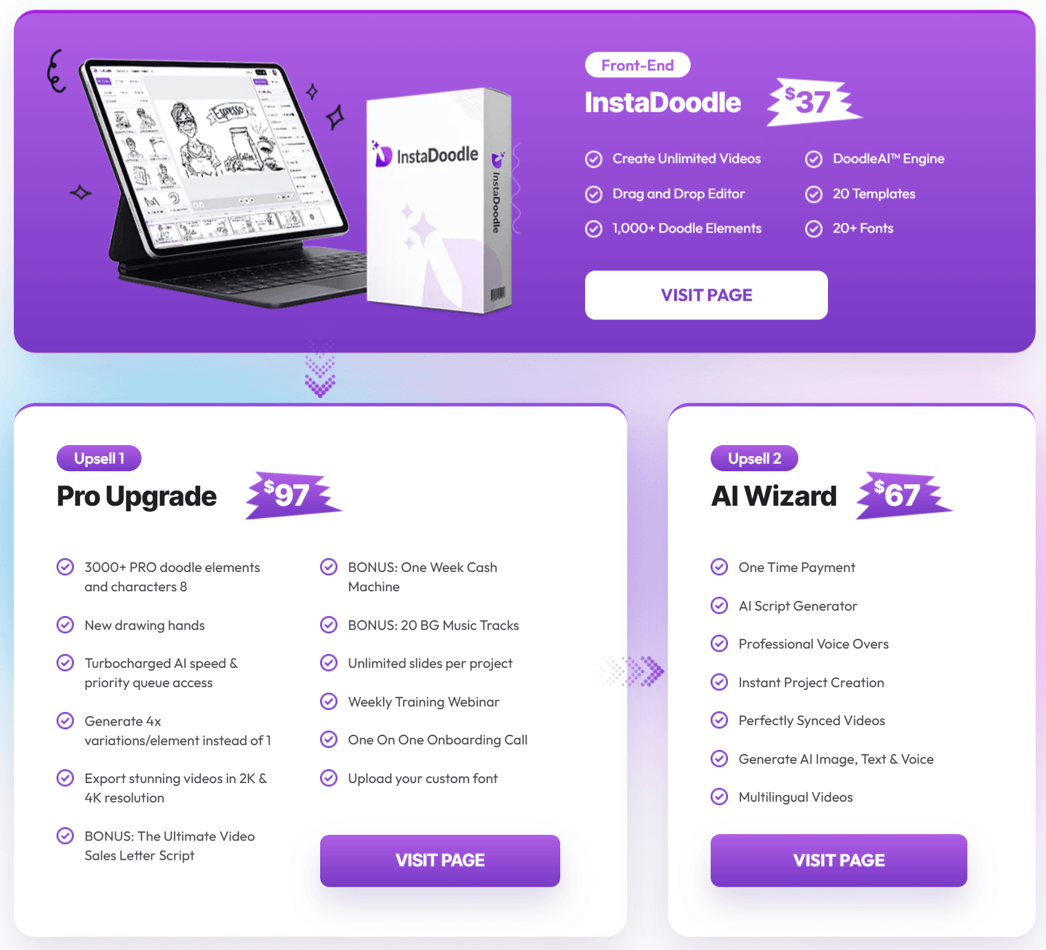InstaDoodle - Pricing + Upgrade