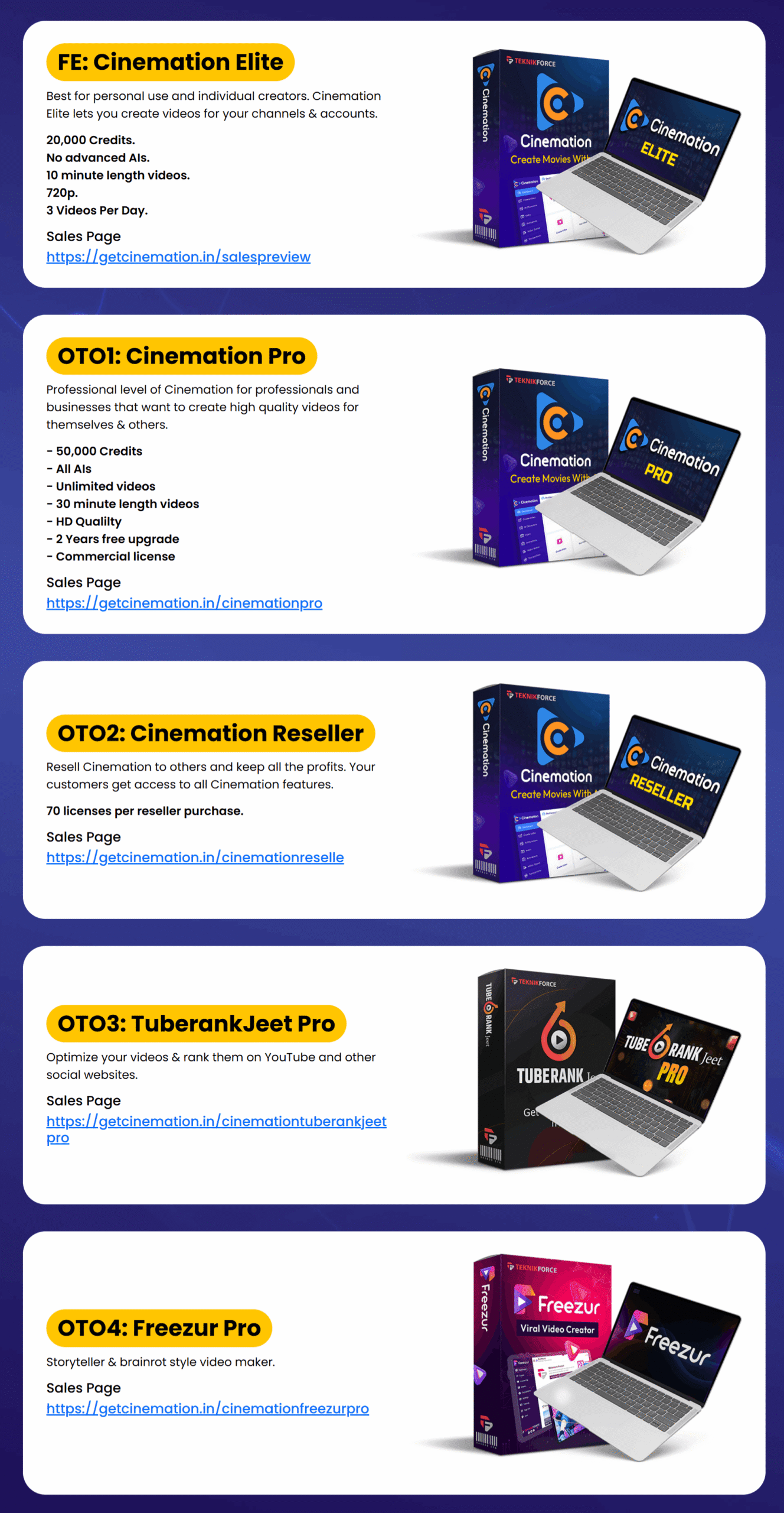Cinemation - Upgrades