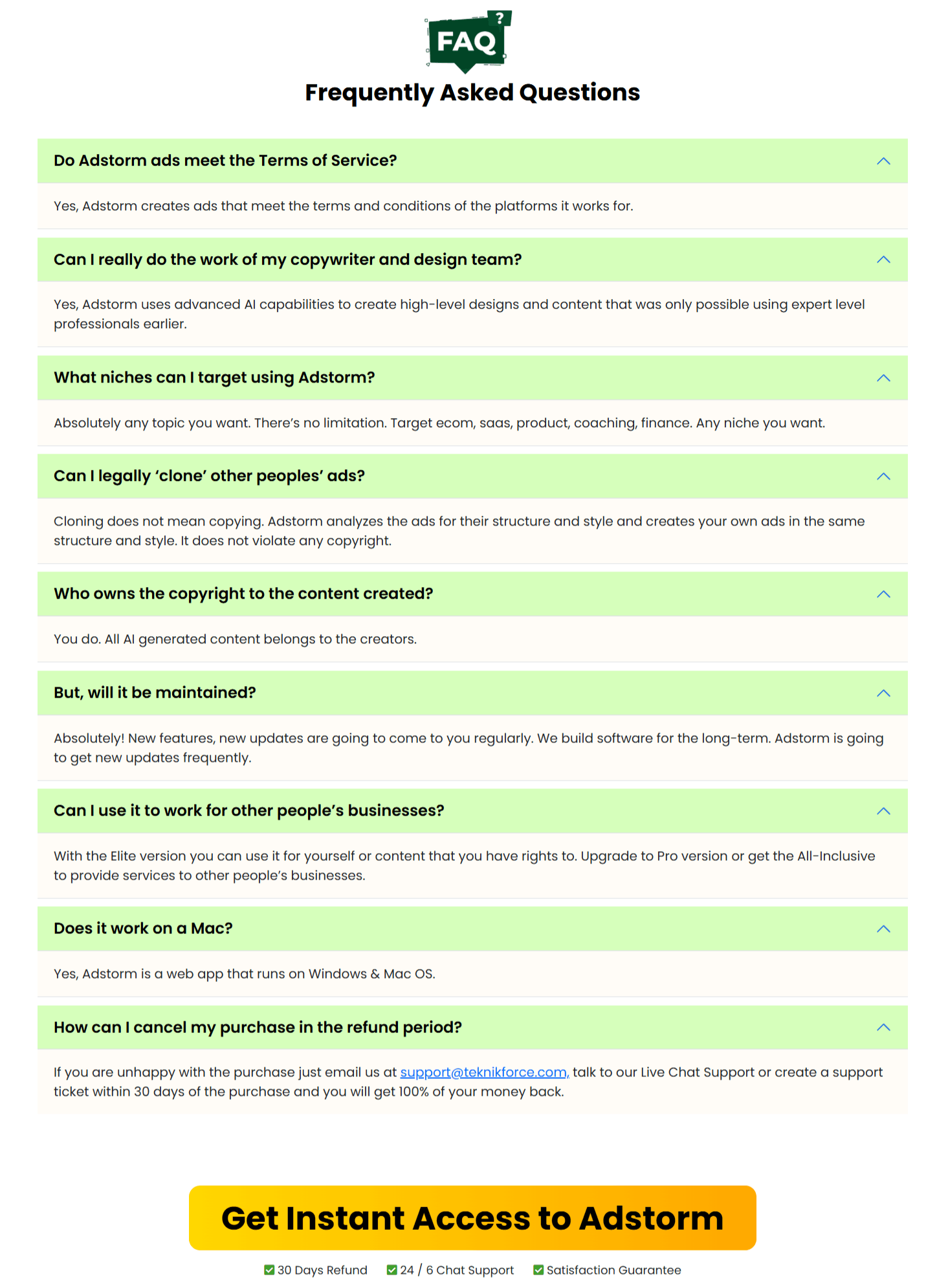 Adstorm - FAQ