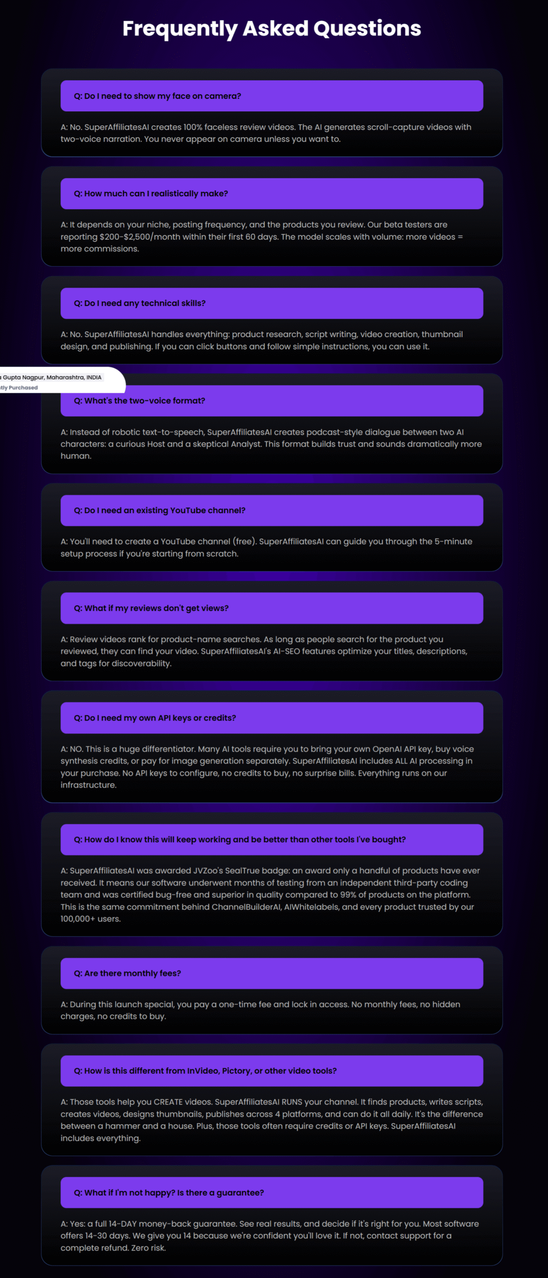SuperAffiliatesAI - Sales -FAQ