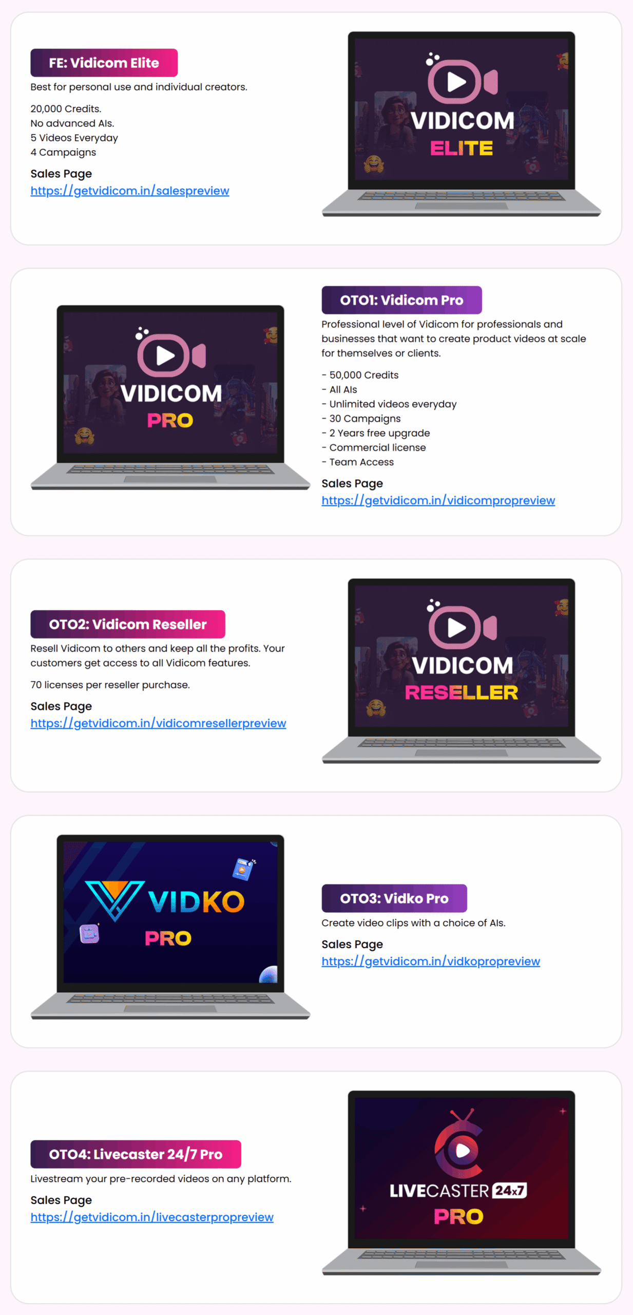 Vidicom - Upgrade Details