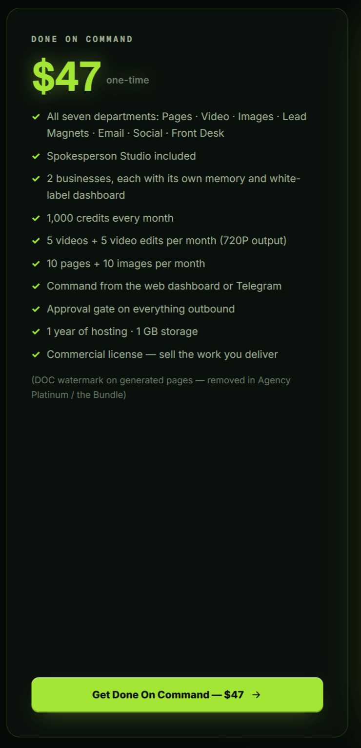 Done On Command - FE Offer