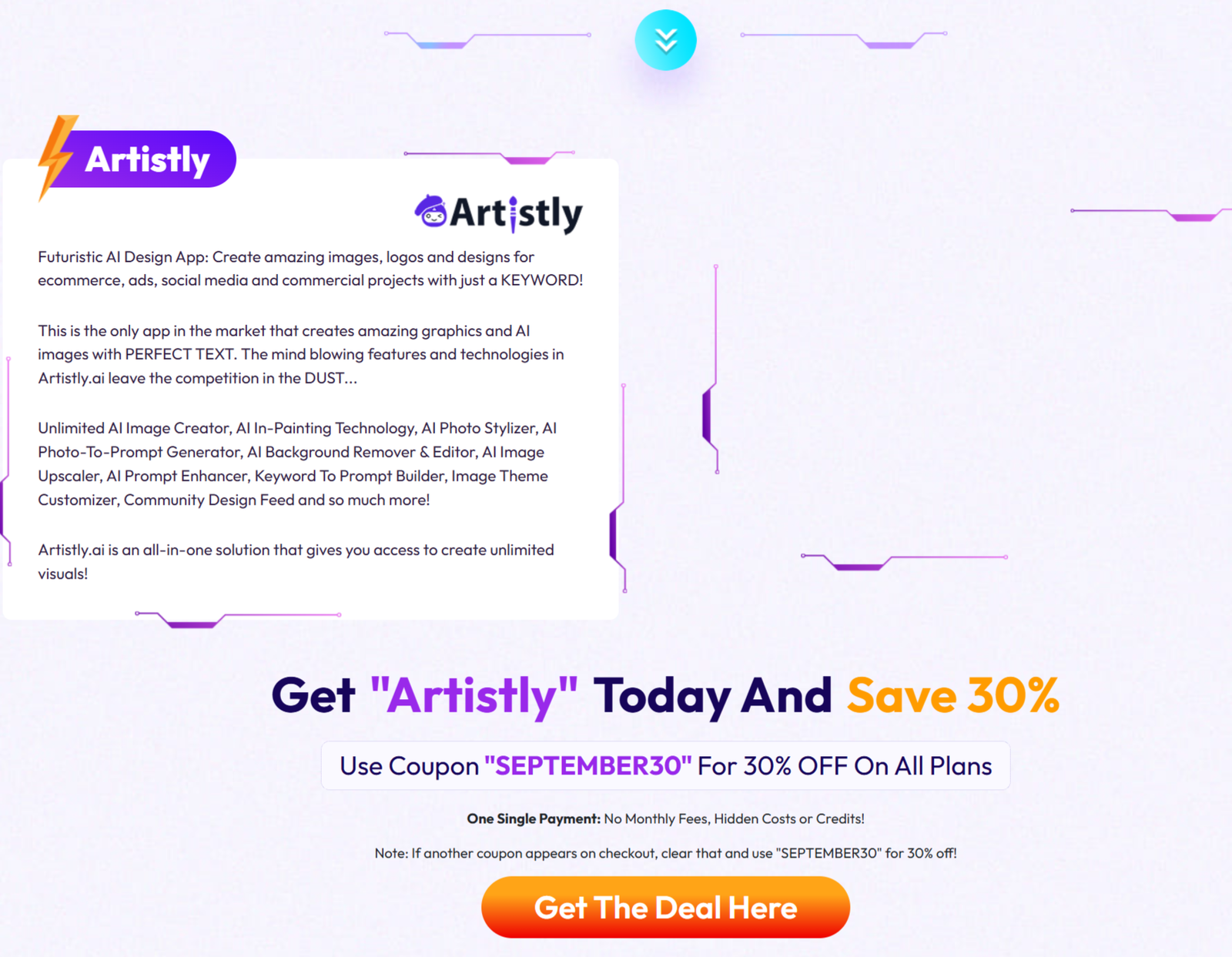 AI Software Sale (30% OFF AI Apps) - Artistly AI